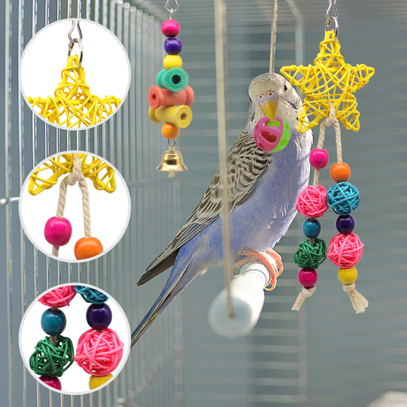 12-Pack Bird Parrot Toys, MQFORU Parrot Ladder Hanging Bell Swing Cage Toys- Budgie, for Budgerigar, Parakeet, Conure, Finches, Cockatiel, African Grey Parrot - PawsPlanet Australia