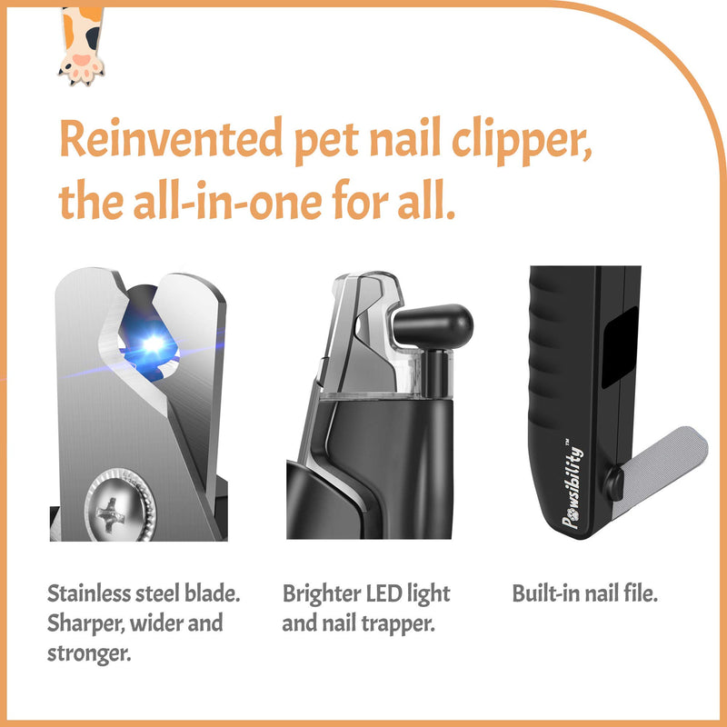 Pawsibility - 2021 Reinvented Pet Nail Clippers for Your Pal - Ultra Bright LED Light for Bloodline | Razor Sharp and Durable Blade | Vets Recommended Trimming Tool for Dogs and Cats Black - PawsPlanet Australia