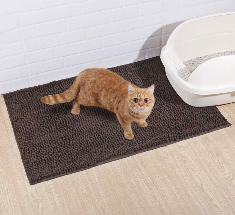 Vivaglory 3D Design Microfiber Cat Litter Mats Trap All Kind of Litter, 31"× 20" or 35"× 25" Large Litter Mat with Waterproof Back, Super Soft to Walk on, Machine Washable 31"× 20" Brown - PawsPlanet Australia