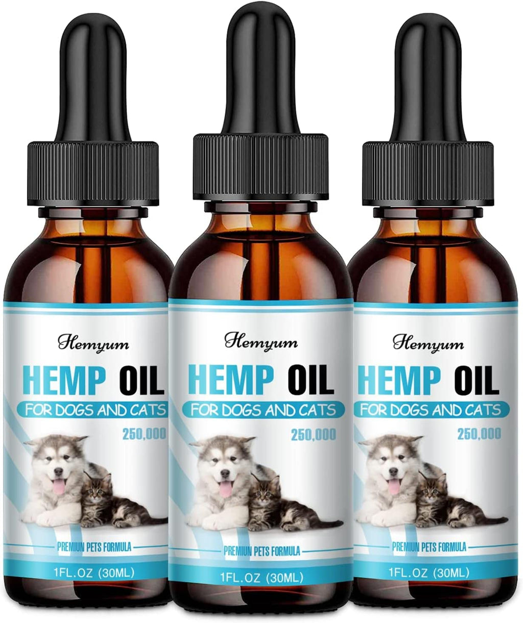 (3-Pack) Hemp Oil for Dogs and Cats, Max Strength Pets Hemp Drops - Support Joint, Hip and Skin Health - Hemp Oils with Omega Fatty Acids - Organic, Non-GMO, Made in USA Flavorless Pack of 3 - PawsPlanet Australia