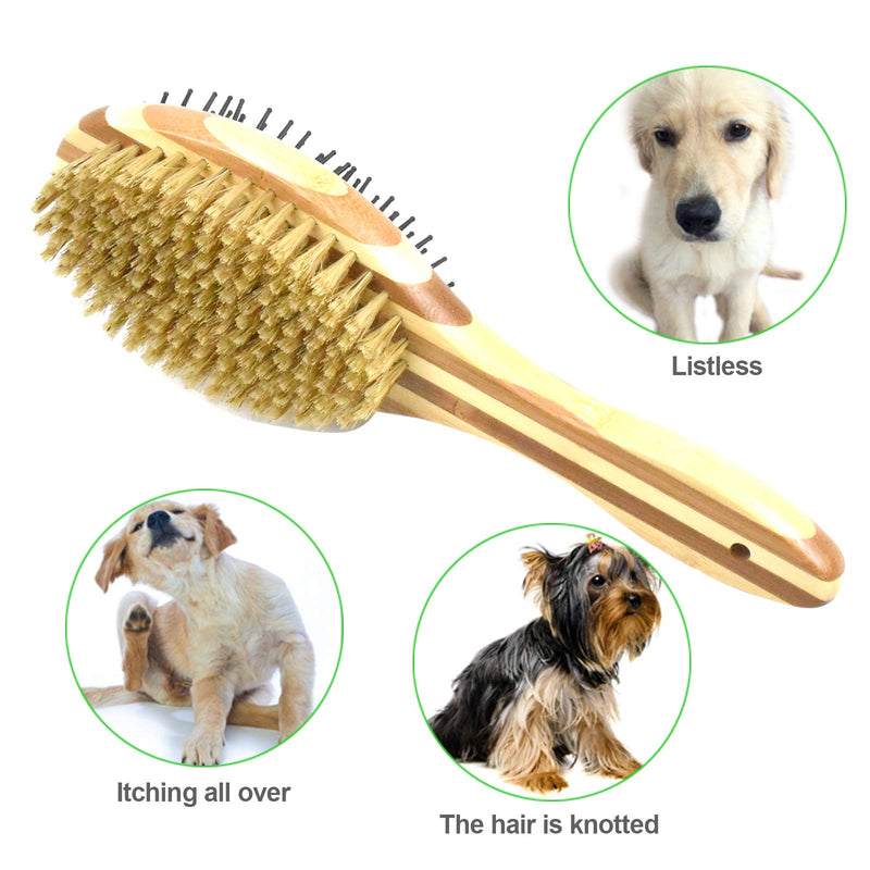 YMWALK Pet Grooming Brush for Dogs & Cats,Double Sided Dog Pin Brush and Soft Bristle Brush,Dog Comb Massage and Brush for Cleaning Loose Fur & Dirt for Long and Short Hair Dogs or Cats - PawsPlanet Australia