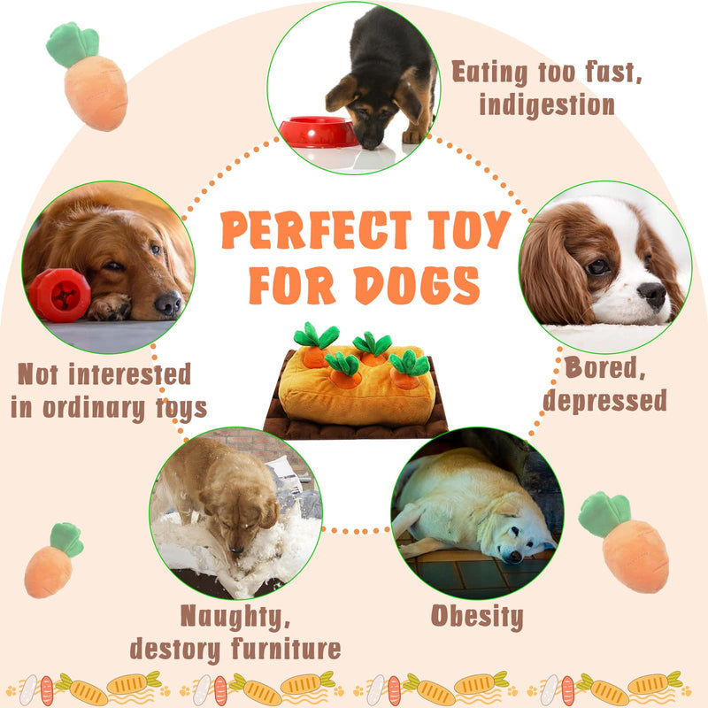 Lepawit Dog Plush Toy Carrot Dog Toy Interactive Squeaky Crinkle Hide and Seek Plush Dogs Toys Hide Treats Puzzle Toys for Small Medium Dogs with 4 Carrots - PawsPlanet Australia