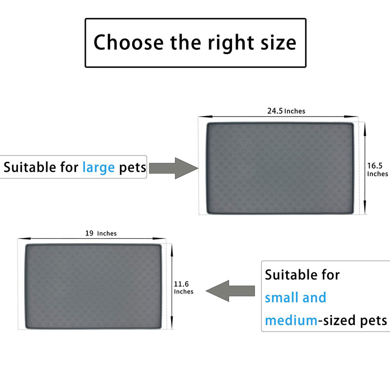 Ptlom Pet Placemat for Dog and Cat, Mat for Prevent Food and Water Overflow, Suitable for Small, Medium and Big Pet 18" * 12" Grey - PawsPlanet Australia