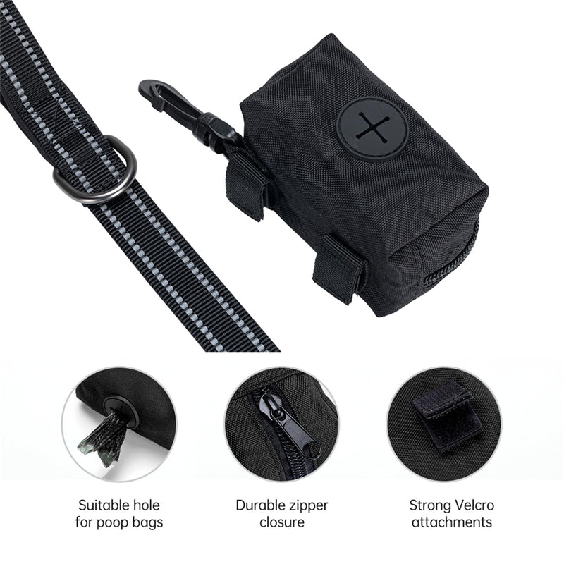 EXCELLENT ELITE SPANKER Reflective Nylon Dog Training Leash Strong Durable Dog Leash 5 Feet Long 1" Wide with Poop Bag Holder for Small and Medium Dogs（Black） Black 5.2FT*1'' - PawsPlanet Australia
