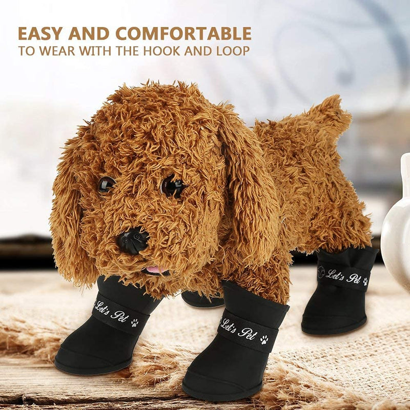 Fdit 4Pcs Pet Dog Rain Shoes Silicone Waterproof Anti-slip Protective Rain Shoes for Dog Small Animal (L/Black) - PawsPlanet Australia