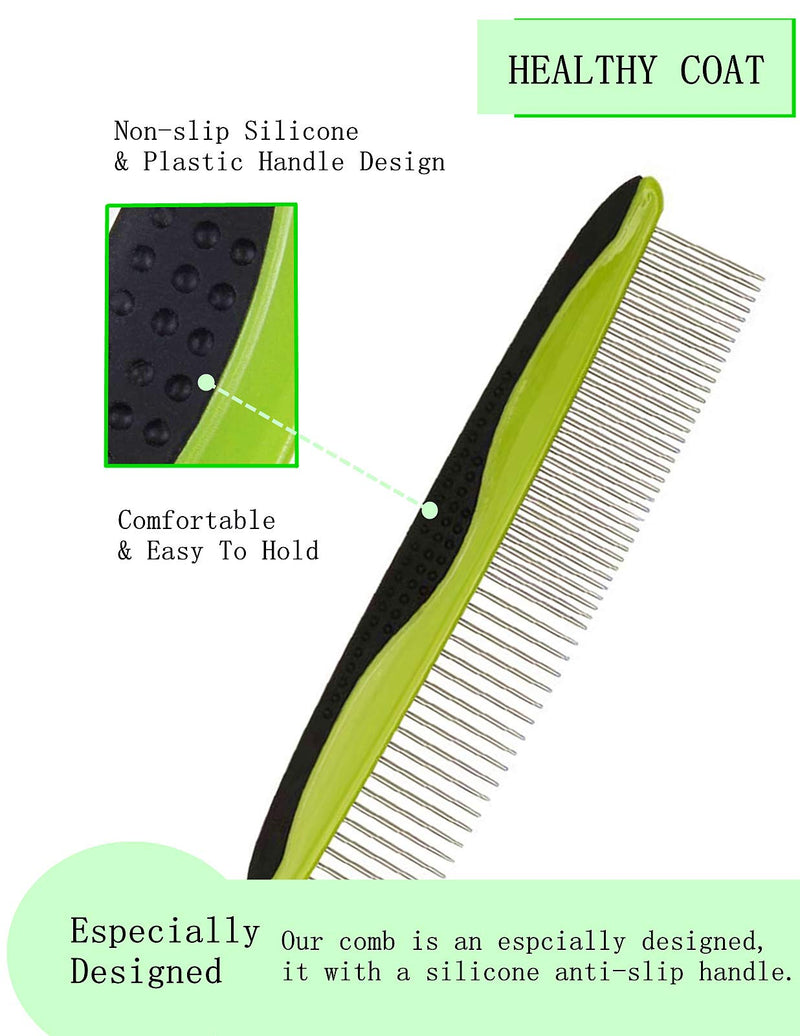 Dogs Grooming Comb YOKA Cat Comb with Stainless Steel Rounded Teeth Rubber Handle for Large, Medium and Small Dogs and Cats, Removes Loose Undercoat, Knots, Mats and Tangled Hair - PawsPlanet Australia