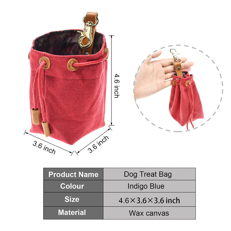 Changeary Dog Treat Pouch - Portable Dog Training Treats Bag, Drawstring Sealing Method and Waist Hook Buckle Snack Bag for Pets - Flexible to Carry, Easy to Open/Close Cherry Red - PawsPlanet Australia