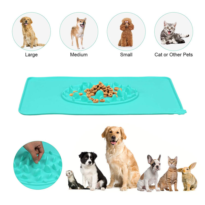 TOWEAR Pet Slow Feeding Mat for Dog, Silicone Slow Feeder Mat, Dog Feeding Placemat, Dog Slow Feed Bowl, Waterproof Non-Slip Pet Food Pad, Avoid Pet Choking (Green) Green - PawsPlanet Australia