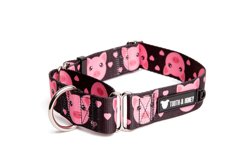 Tooth and Honey Pitbull 1.5" Wide Pig Martingale Collar - PawsPlanet Australia