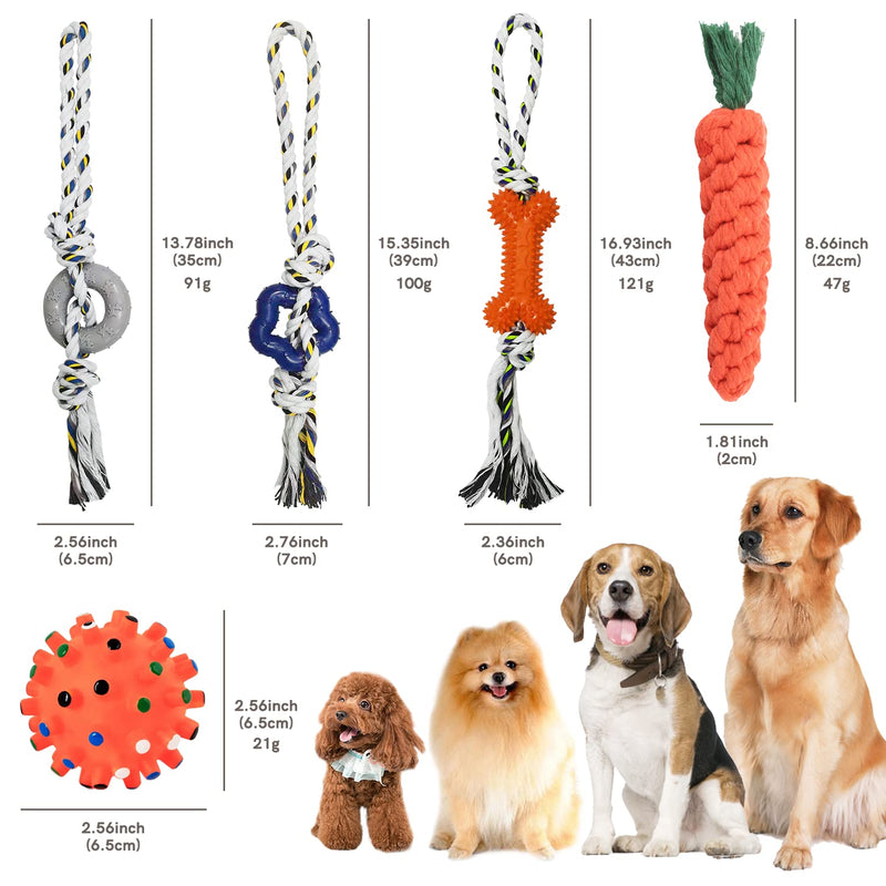 GENPAR Dog Toys, 5pcs Rope Ball Dog Chew Toy Set, Made of Natural Cotton, Interactive Pet Rope Toy, for Small Medium Dogs 5pcs toys - PawsPlanet Australia