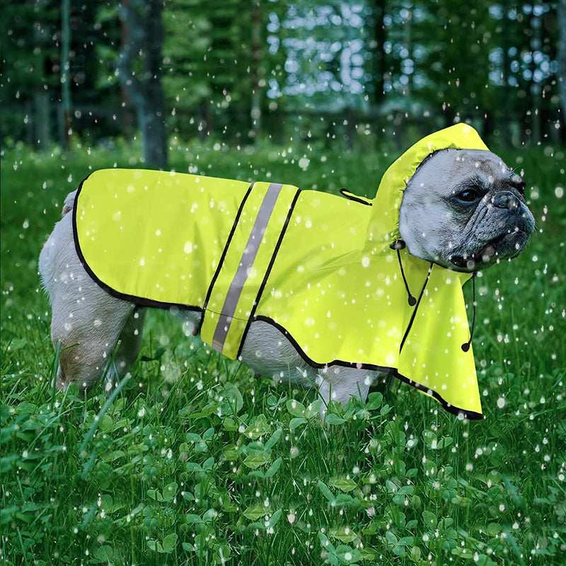 Ezierfy Waterproof Reflective Dog Raincoat- Adjustable Pet Jacket, Lightweight Dog Hooded Slicker Poncho for Small to X- Large Dogs and Puppies Neon Green - PawsPlanet Australia