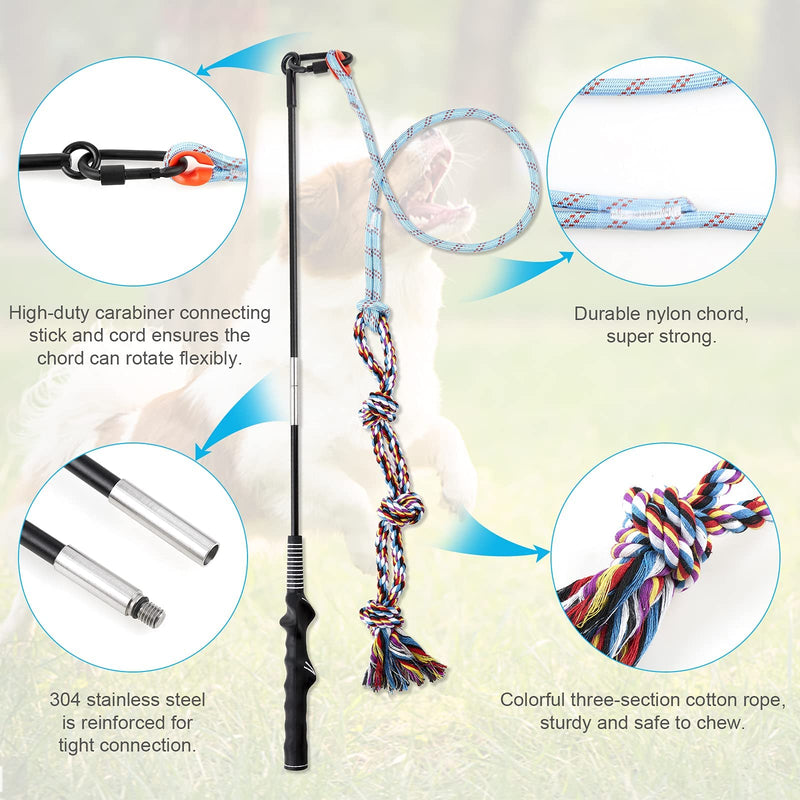 Flirt Pole for Dogs, Dog Flirt Pole for Dogs Chase and Tug of War, Interactive Teaser Wand for Dogs, Dog Tug Toy with Rope Toys to Outdoor Exercise & Training, Dog Rope Toy for Small Medium Large Dogs - PawsPlanet Australia