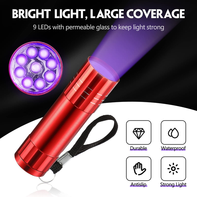 12 Pack UV Flashlight Black Light 6 Color LED Portable Black Light Detector 9 LED Handheld UV Light Mini UV LED Flashlights for Dog Cat Urine Pet Stains Bed Scorpion Dry Stain, Battery Not Included - PawsPlanet Australia