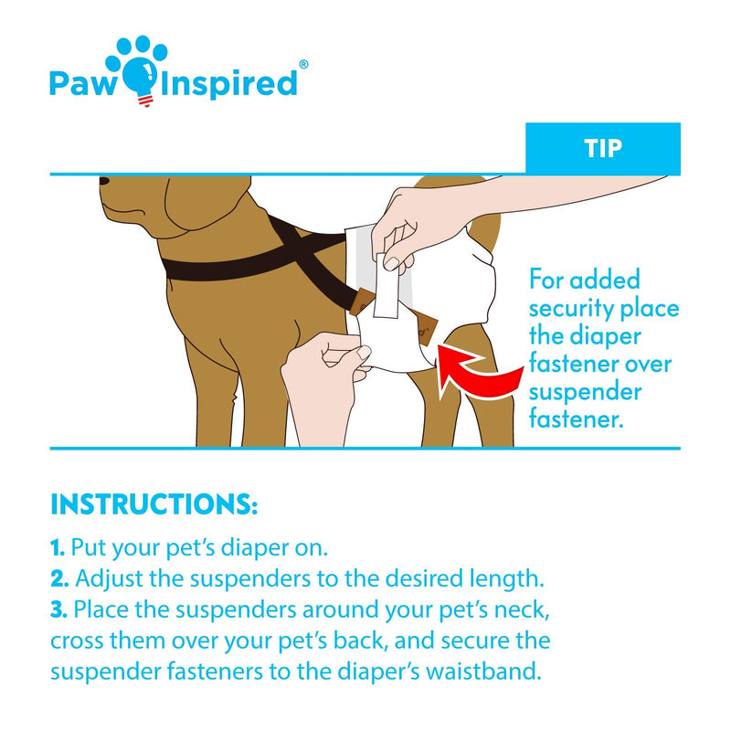 Paw Inspired Dog Diaper Suspenders | Belly Bands Canine Harness | Durable Dress & Diaper Keeper | Keep Diaper on Your Dog, for Small Medium and Large Dogs XS/S Black - PawsPlanet Australia