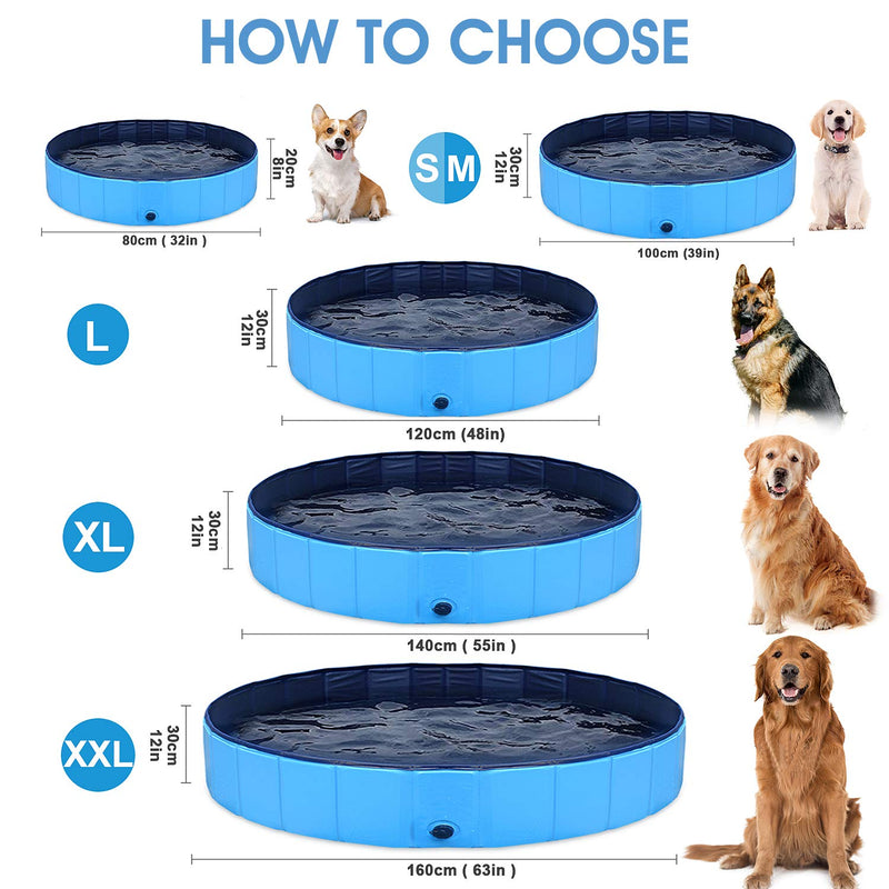 GoStock Dog Pool Foldable Dog Pet Kids Bath Pool Swimming Pool Paddling Pool Portable PVC Non-Slip Large Pet Dog Cat Bathing Tub Children Pet Dog Pool for Indoor/Outdoor (Bonus Pet Bath Brush) 32"x 8" S:80cmx20cm(D 32" x H 8") - PawsPlanet Australia