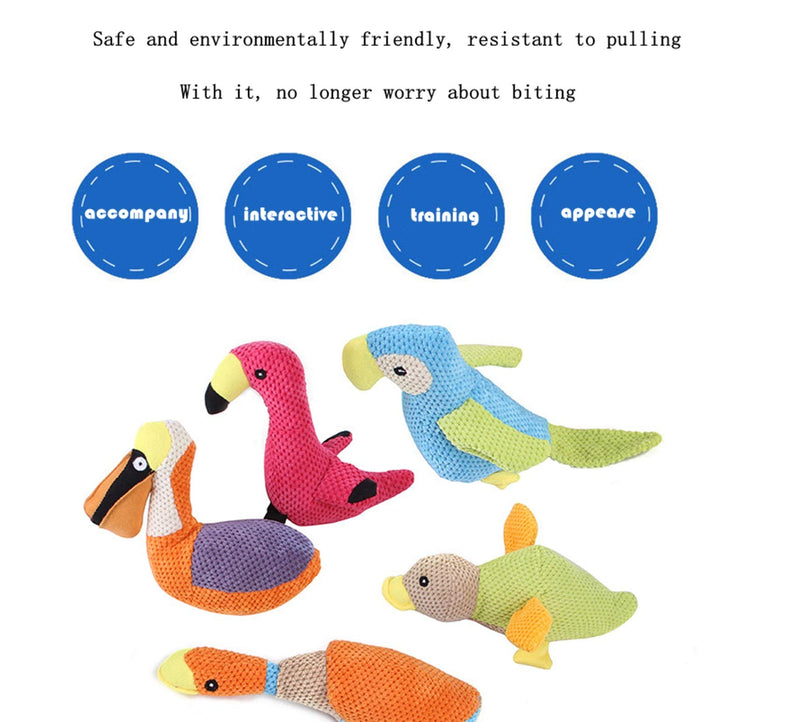 Dog Squeaky Dog Plush Toys Durable Chew Toys for Teeth Cleaning Interactive Training Toys for Puppy Small Medium Dogs (Pelican bird) Pelican bird - PawsPlanet Australia