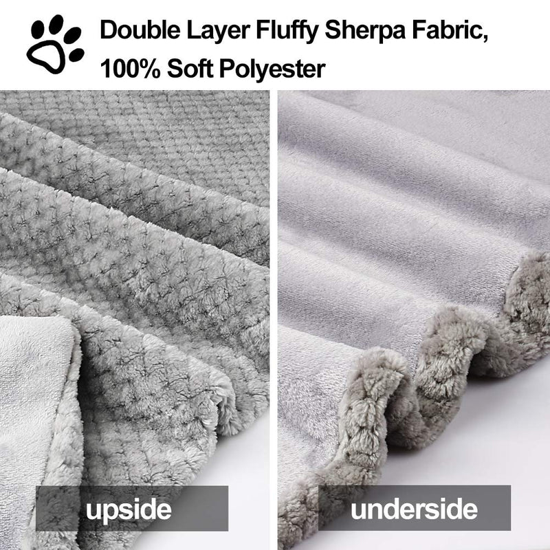 Onarway Bilayer Fluffy Sherpa Dog Blankets Thicken Soft Washable Pet Throw Blanket Sleep Bed Mat for Dogs Puppy Cats & Other Small Medium Pets M(39.4 x 47.2 inch) Grey - PawsPlanet Australia