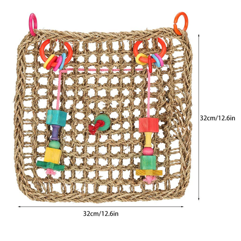 Fdit Parrot Seagrass Woven Climbing Net Toys Multipurpose Hanging Hook Bird Chew Toy Mat for Pet Exercise Beak Playing Swing - PawsPlanet Australia