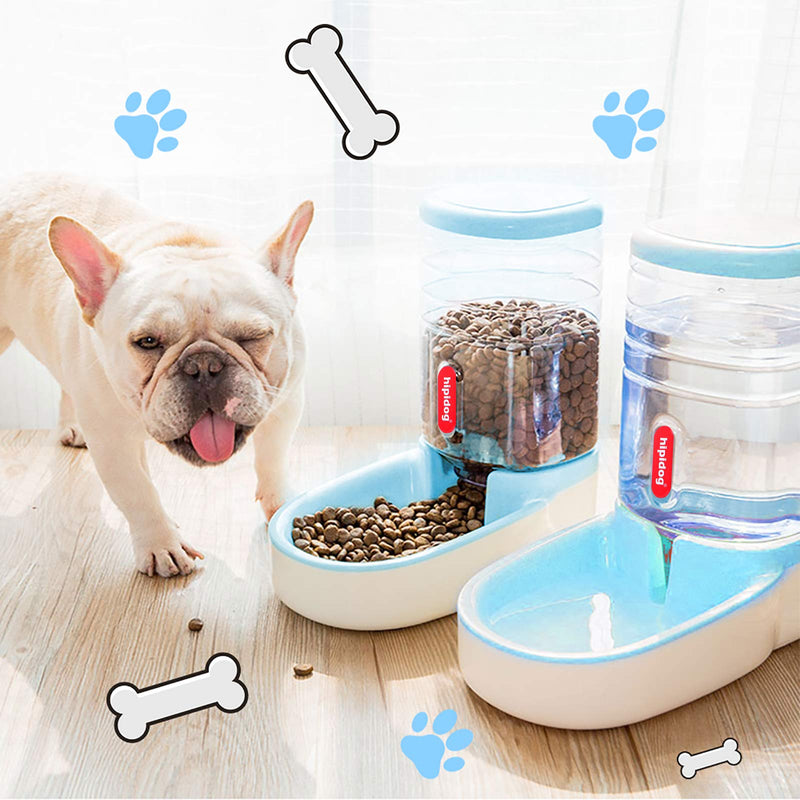 Lucky-M Pets Automatic Feeder and Waterer Set,Dogs Cats Food Feeder and Water Dispenser 3.8L,2 in 1 Cat Food Water Dispensers for Small Medium Big Pets (Blue) Blue - PawsPlanet Australia