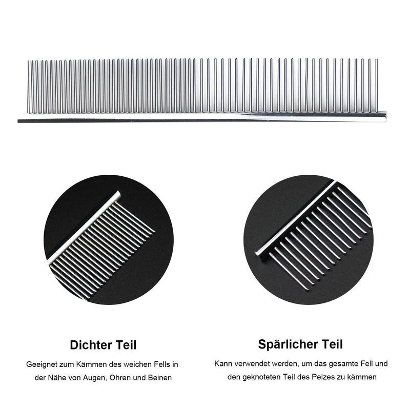 Dog Comb Dog Grooming Combs Pet Stainless Steel Comb Pet Inline Comb Round End Pet Cat Brush Long Hair Flea Comb Dogs Used to Remove Tangles 19 * 3.5CM, 1 Piece - PawsPlanet Australia