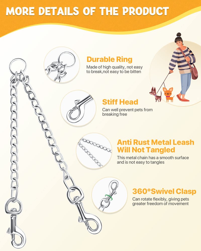 HAPPY HACHI Double Dog Heavy Duty Steel Chain Lead Hiking Leash for 2 Dogs XS-2.5mm*40cm - PawsPlanet Australia