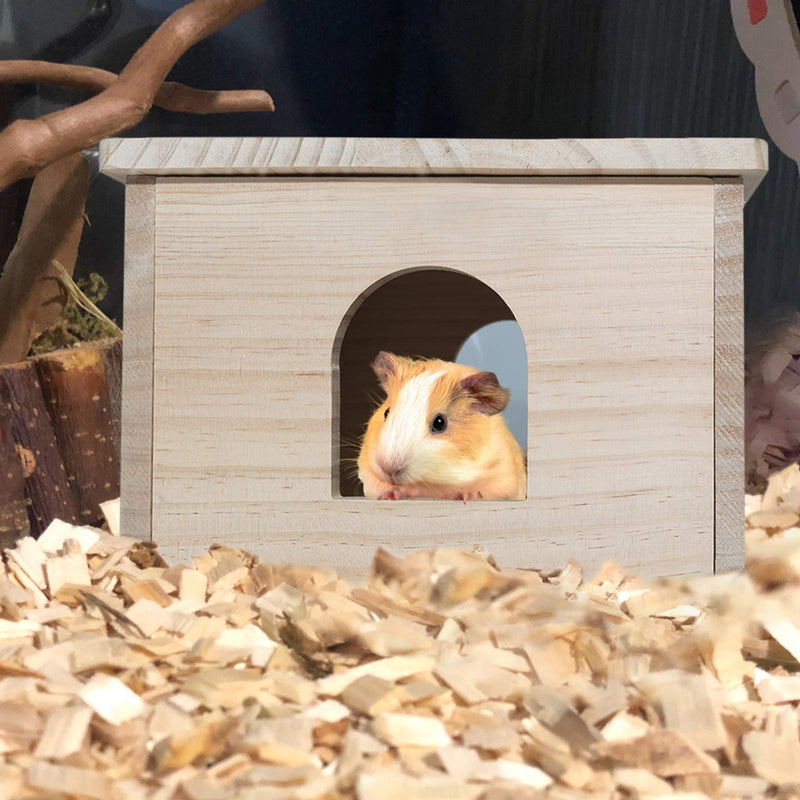 Guinea Pigs Wood House with Window, Small Animals Hut Hideout, Natural Habitat Cage for Guinea Pigs, Hamsters, Chinchillas Hut Hideout #01 - PawsPlanet Australia