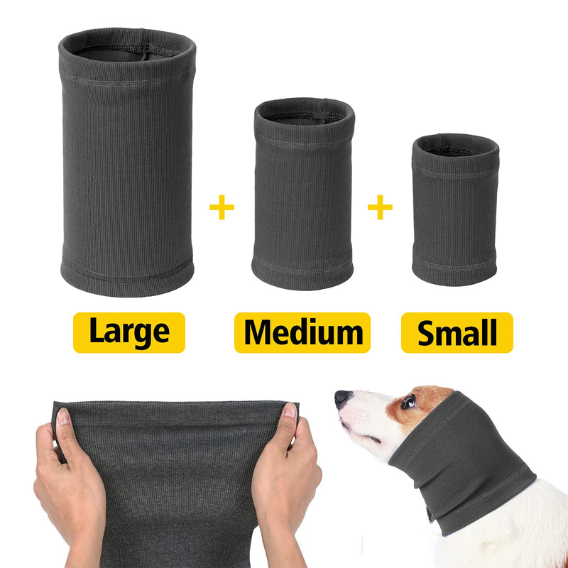 HEYWEAN Dog Neck and Ear Warmer for Anxiety Relief Wrap Dog Ear Muffs Noise Protection Snood Headband for Dogs 2 Pack S+M Black - PawsPlanet Australia