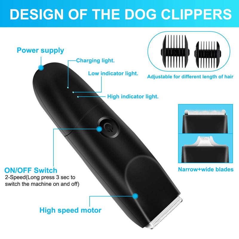 Dog Clippers Washable Dog Grooming Clippers Kit 2 in 1 Professional Pet Hair Trimmer Cordless Shaver Low Noise Rechargeable Strong Power Motor Quiet Hair Clippers Set for Dogs Cats Pets - PawsPlanet Australia