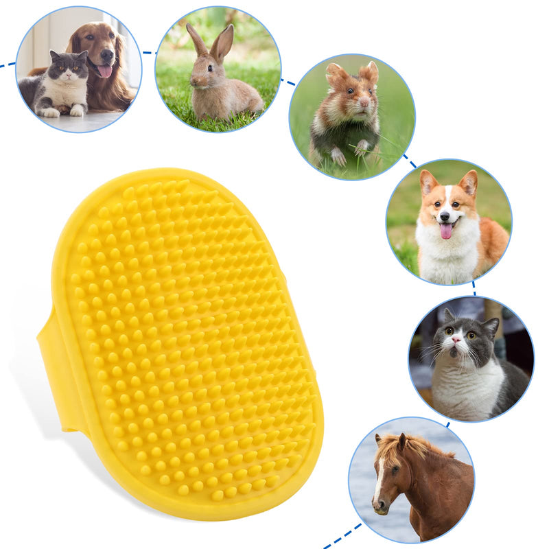 cobee Dog Grooming Brush, 2 Pieces Silicone Rubber Pet Bath Brushes with Adjustable Strap Handle Rubber Shower Brush Pet Shampoo Bath Brush Comb Puppy Massage Brush Fur Cleaning Brush Blue Yellow - PawsPlanet Australia