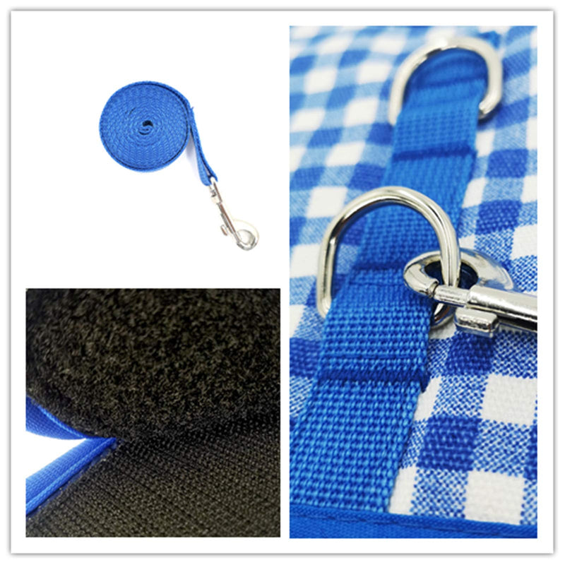 Escape Proof Cat Harness with Leash Large, Adjustable Cat Walking Jackets, Padded Cat Vest Blue Plaid - PawsPlanet Australia