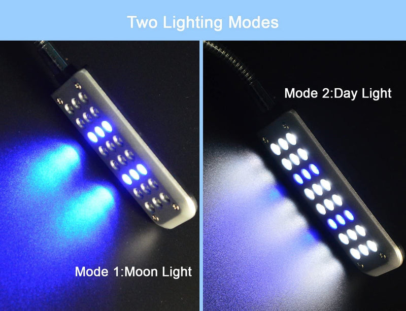 MingDak LED Aquarium Light, Fish Tank Light, 24 LEDs, Clip on Fish Tank Lighting Color with White & Blue small 24 led - PawsPlanet Australia