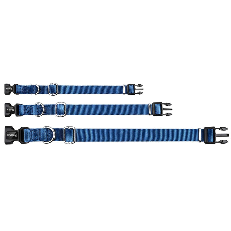 Hyhug designs Classic Basic Dog Collars, Plain Nylon, Secure Quick Buckles, Remove, and Can Hang Dog ID Tags (Small, Classic Blue) Small - PawsPlanet Australia