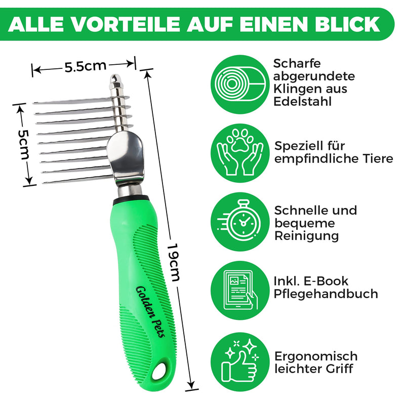 Golden Pets detangler comb I dog & cat brush suitable for medium to long hair I small - large animals I rounded teeth I + free care manual - PawsPlanet Australia