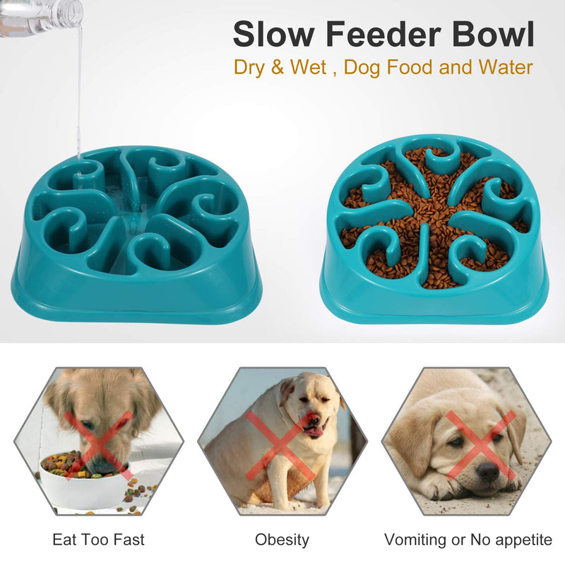 Large Dogs Bowl,Fun Slow Feeder Dog Bowl,Anti-Gulping Dog Slow Feeder Stop Bloat,Eco-Friendly Durable Big Pet Bowl E-Blue - PawsPlanet Australia