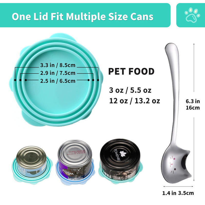 Plaifey Pet Food Can Lids Silicone Dog and cat can Food lids Covers Leakproof Fit Multiple Sizes for Canned Food Green+Blue - PawsPlanet Australia