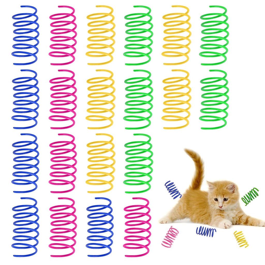 Cat toy, cat spring toy, plastic spiral springs, spiral cat toy, toy spiral springs, novelty pets toy, colorful spiral springs, spring spiral for cat (20 pieces) 20 pieces - PawsPlanet Australia