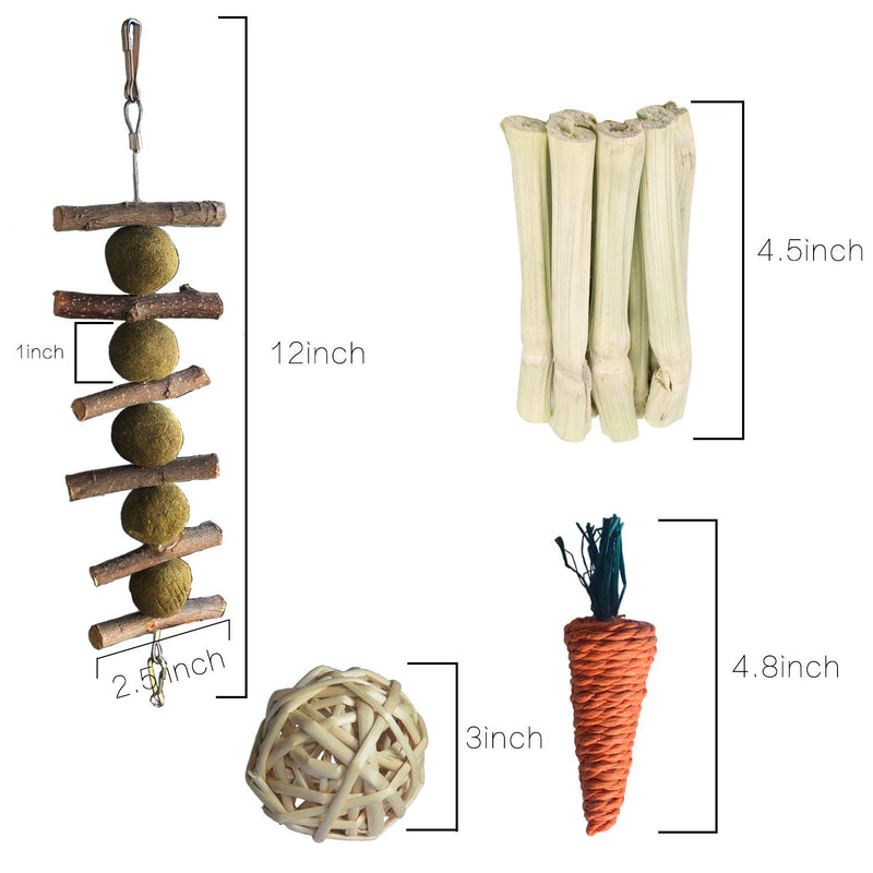 Rabbit Toys 4 in 1.Improve Dental Health. 100% Natural Materials by Handmade.Contains Apple Branches, Licorice Balls, Sweet Bamboo, Wicker Balls and Grass Carrot Toys.Bunny Toys,Rabbit Chew Toys. - PawsPlanet Australia