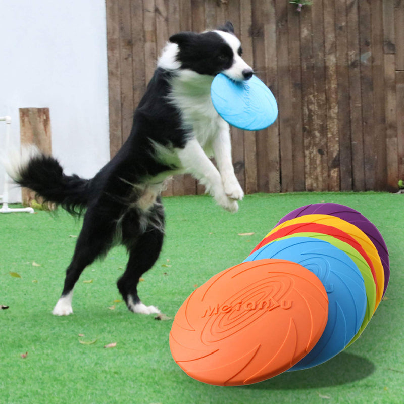 CINY Dog Flying Disc, Dog Flyer Toy, 6 Pack 18 cm Natural Rubber Floating Flying Saucer, Silicone bite resistant Frisbee Training tossing toys pet toy for Both Land and Water (Colorful) - PawsPlanet Australia