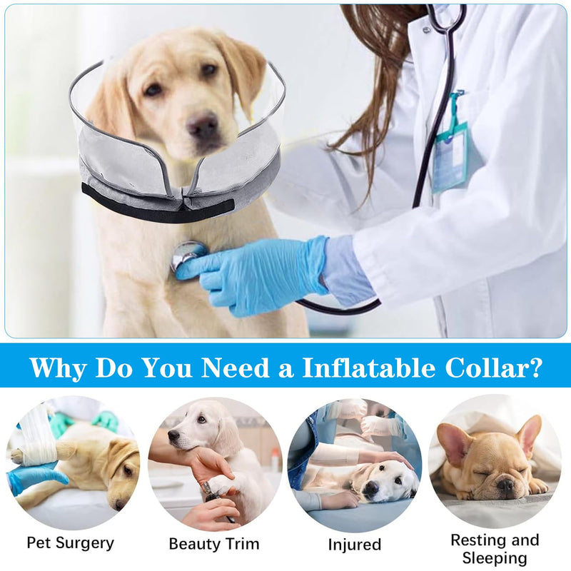Inflatable protective collar for pets, inflatable neck brace dog with protective layer, adjustable protective collar, inflatable neck brace for recovery after operations or wounds for dogs, cats - PawsPlanet Australia