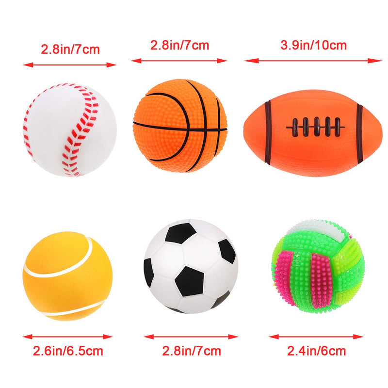 6 Pieces Pet Toy Balls Squeaky Light Balls Non-Toxic Chewing Bounce Toys Balls for Puppy Small Medium Dogs Pet - PawsPlanet Australia