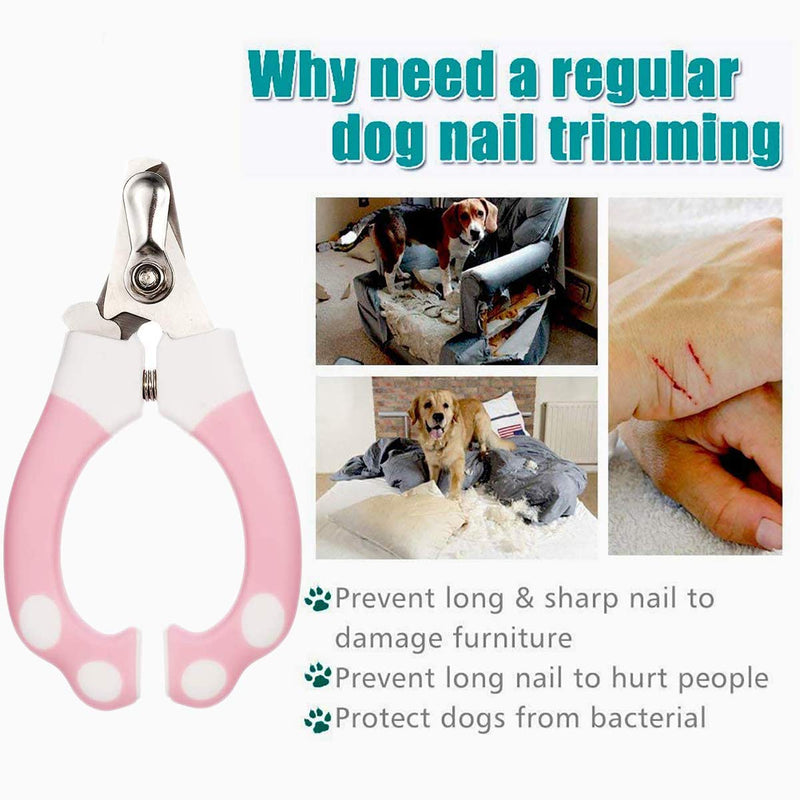 Pet Nail Clipper,With Safety Guard to Avoid Over Cutting,Cat Nail Trimmer with Sturdy Non Slip Handles,Razor Sharp Blade,Professional Pet Nail Clippers for Small and Large Animals (PINK) PINK - PawsPlanet Australia