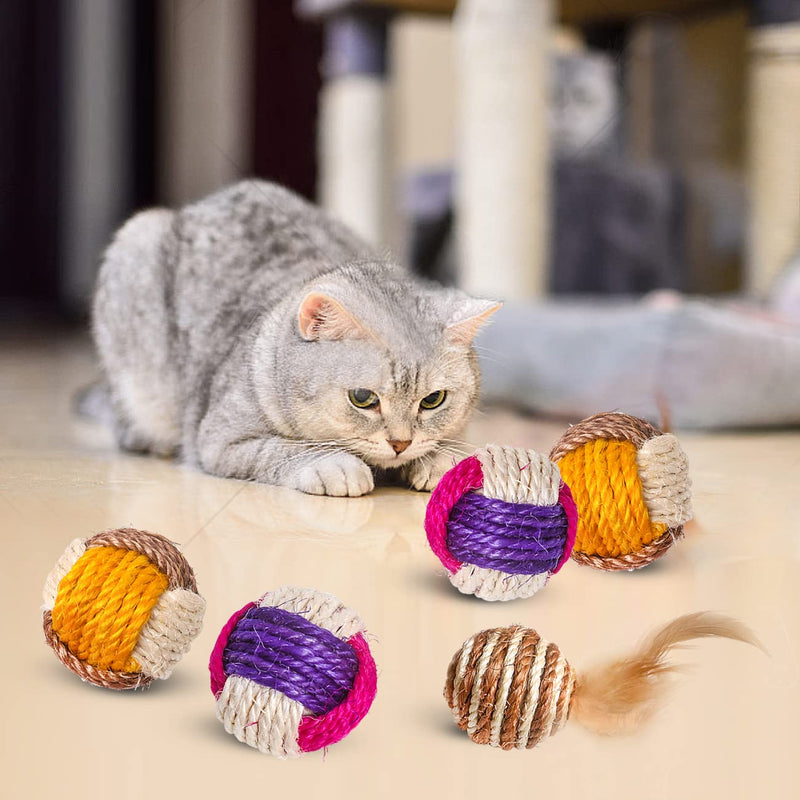 Skrtuan cat toy ball, 6 pieces cat balls, interactive feather toy, cat toy ball for indoor use, interactive toy for cats, cat balls, cat toy, self-occupation - PawsPlanet Australia