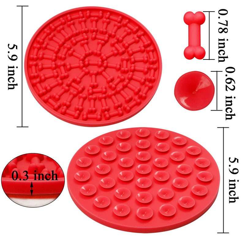URATOT Dog Lick Pad Dog Lick Mat Treat Distributing Mat Slow Treat Distributing Mat with Super Suction to Wall for Pet Bathing, Grooming, and Dog Training, Red - PawsPlanet Australia