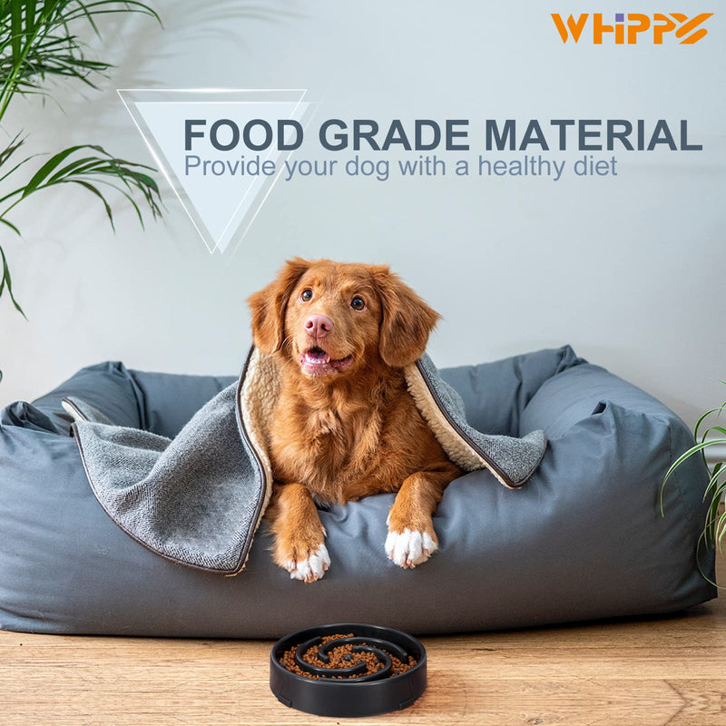 WHIPPY Slow Feeder Bowl for Small Medium Dog Fun Feeder Maze Dog Food Water Bowl Anti-Slip Puzzle Bowl No Chocking Healthy Interactive Bloat Stop Dog Bowl Dish,Medium,Black A-black - PawsPlanet Australia