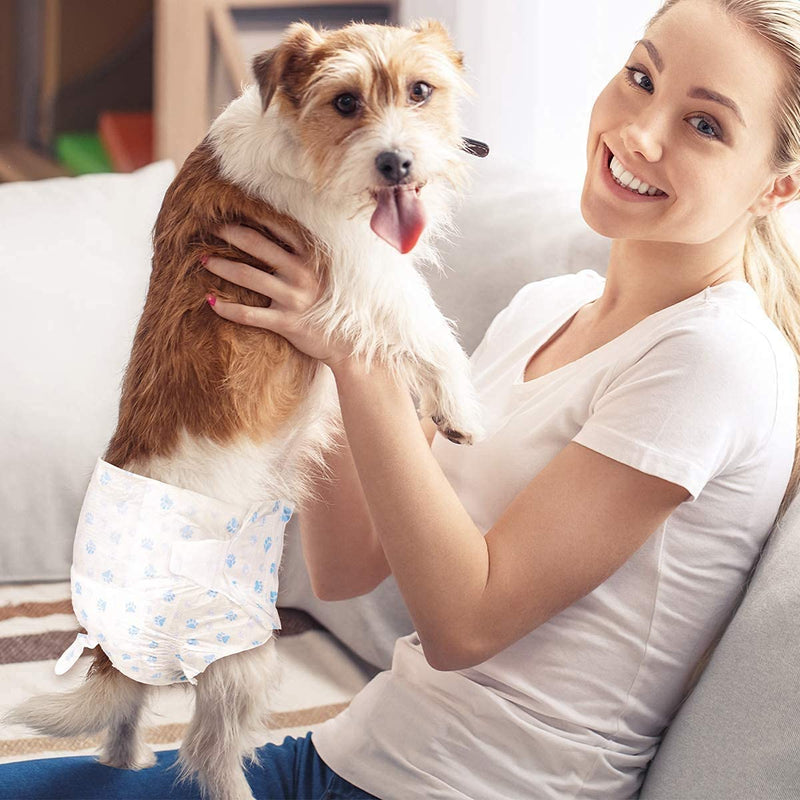 Pet Soft Dog Nappies Female Small - Disposable Dog Diapers with Leak-proof Fit, Super Absorbent Perfect pet diapers for female dogs incontinence nappies (12 Pcs) (S) - PawsPlanet Australia