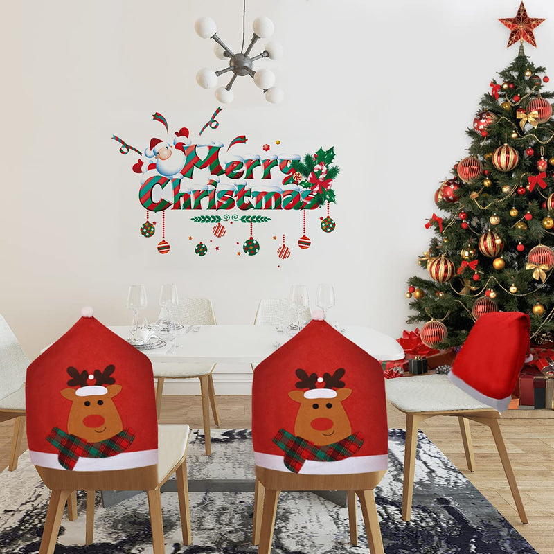 Christmas Dining Chair Slipcovers Great Chair Back Covers Xmas Chair Covers Decoration for Christmas Banquet Holiday Festival Decor 4Pcs - PawsPlanet Australia