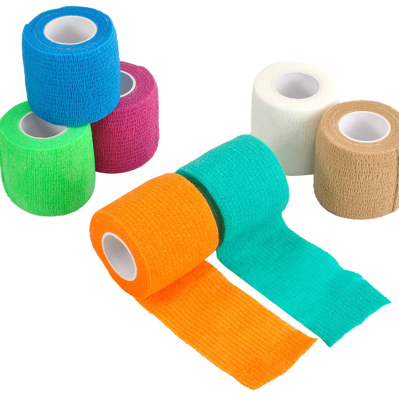 Berolle 12 Rolls 60 Yards Pet Vet Wrap Cohesive Bandages Self Adhesive Bandage Non-woven Elastic Sports Bandages for Wrist and Ankle Sprains Swelling - PawsPlanet Australia