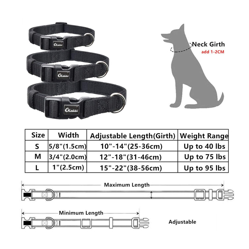 Olahibi Soft and Comfortable Neoprene Padded Nylon Basic Dog Collar Solid Color pattern for Small Dogs((S, Black Collar) S - PawsPlanet Australia