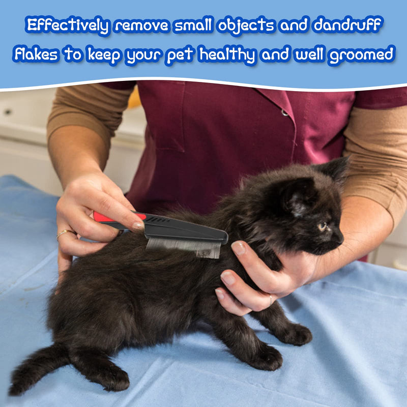 ExceLife Flea Comb for Dogs Cats, Rubber Handle Dog Hair Comb Stainless Steel Grooming Brushes for Removing Tear Stains, Fleas, Dandruff, Lice (Blue) Blue - PawsPlanet Australia