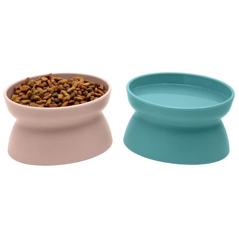 [Australia] - Kitty City Raised Cat Food Bowl Collection, Stress Free Pet Feeder and Waterer 2 Bowls/Pastel 